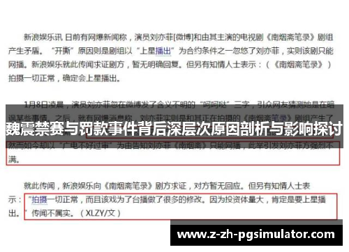 魏震禁赛与罚款事件背后深层次原因剖析与影响探讨